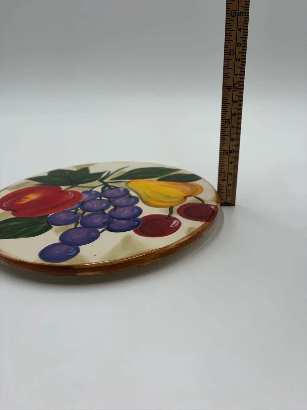 Hand-Painted Fruit Ceramic Coasters - Red, Yellow & Purple